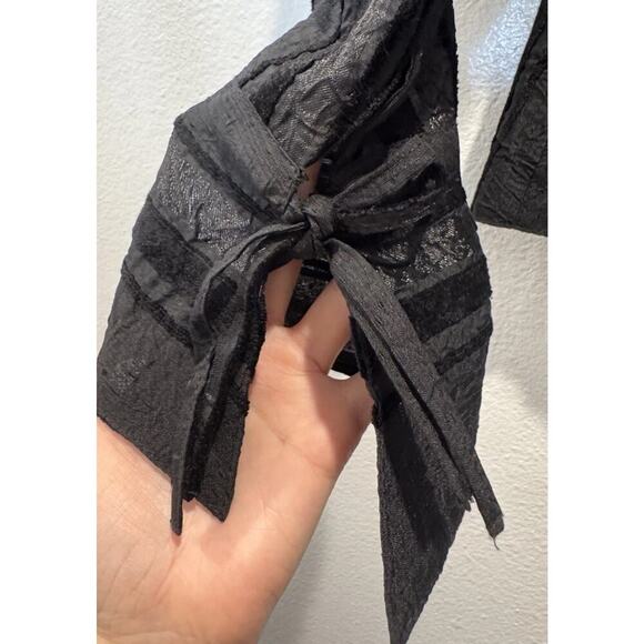 Vintage Xanaka Women’s Y2K Sheer Velvet Striped Button Down Shirt Whimsigoth Top - Picture 9 of 11